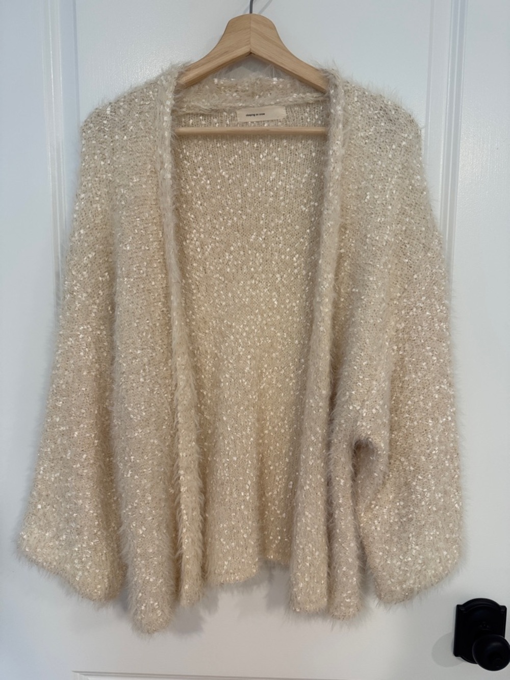 NWOT Anthropologie “Sleeping on Snow” Brand Eyelash Open-Front Cardigan